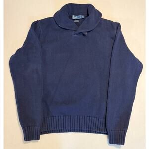 VTG Polo by Ralph Lauren Navy Blue Shawl-Neck Men's Sweater size XXL Toggle Pony